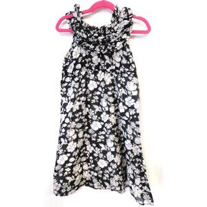 Ralph Lauren Girls Sz 6X Black and White Floral Sleeveless Lined Dress Sundress